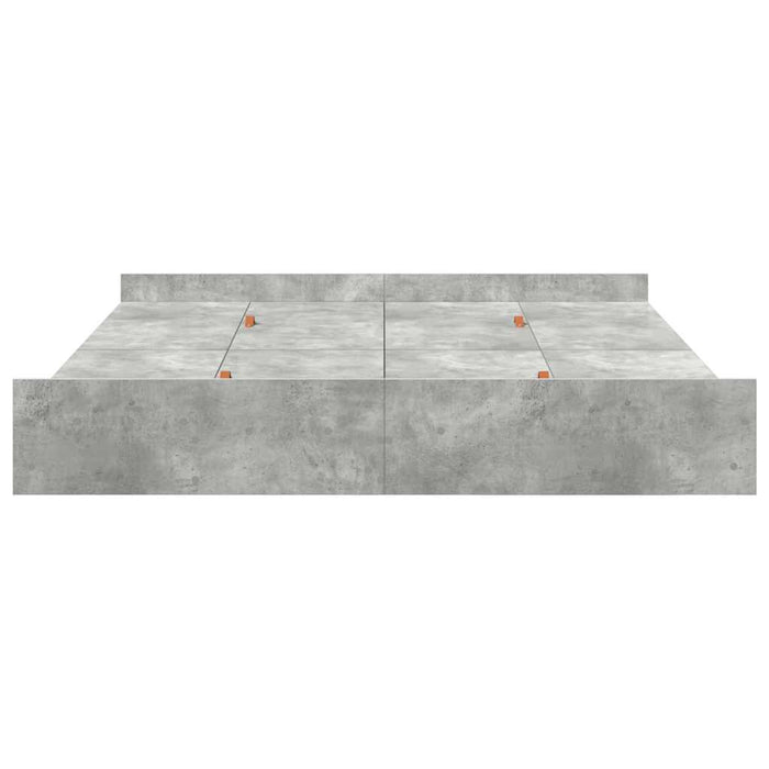 Cadru de pat cu depozitare Gri beton 200 x 200 cm Lemn compozit - WALTI WALTI