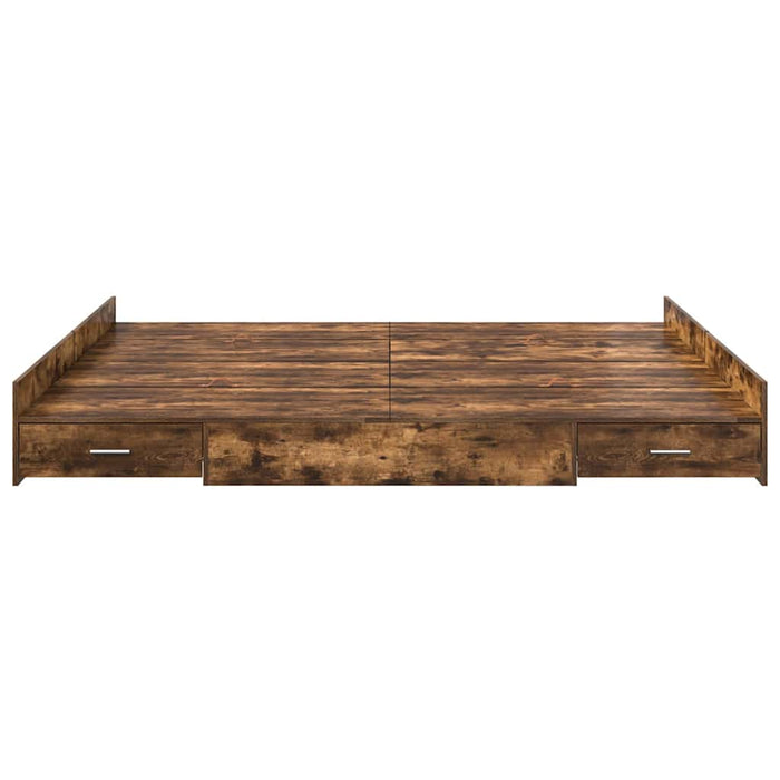 Cadru de pat cu depozitare cu sertar Stejar afumat 200 x 200 cm - WALTI WALTI