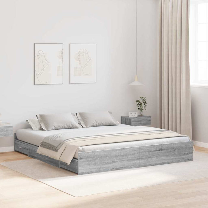Cadru de pat cu depozitare cu headboard sonoma gri 200 x 200 cm - WALTI WALTI