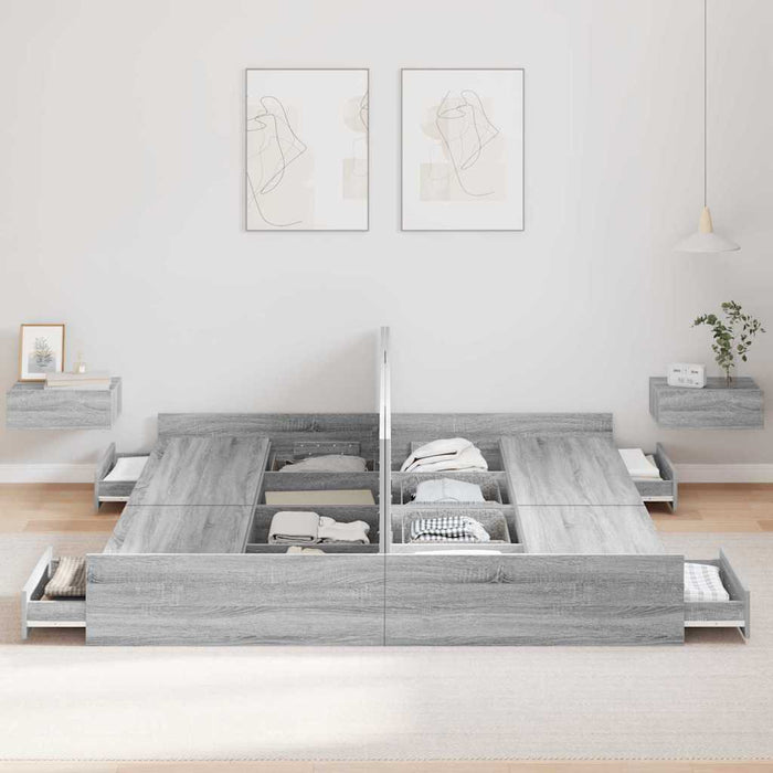 Cadru de pat cu depozitare cu headboard sonoma gri 200 x 200 cm - WALTI WALTI