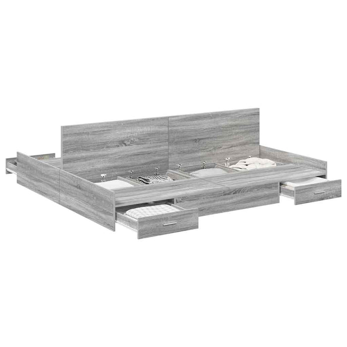 Cadru de pat cu depozitare cu headboard sonoma gri 200 x 200 cm - WALTI WALTI
