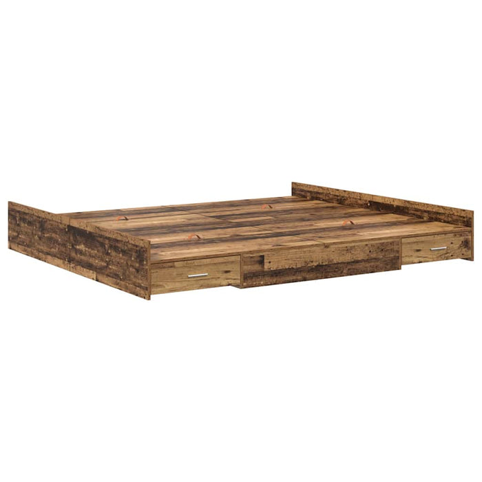 Cadru de pat cu depozitare cu headboard Lemn vechi 200 x 200 cm - WALTI WALTI