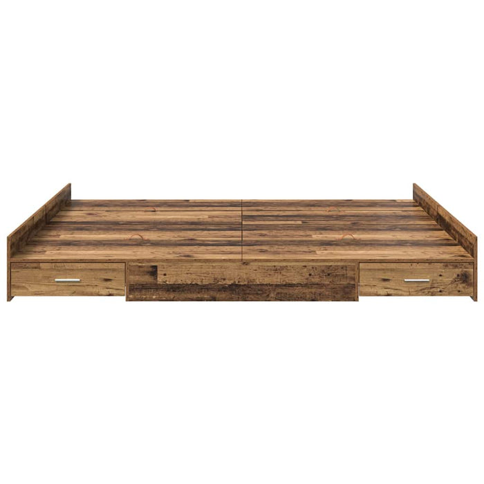 Cadru de pat cu depozitare cu headboard Lemn vechi 200 x 200 cm - WALTI WALTI