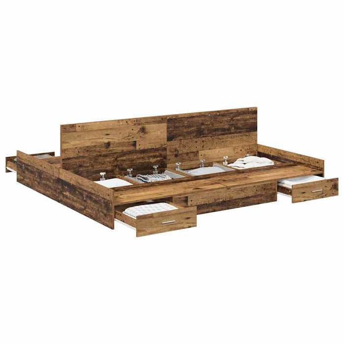 Cadru de pat cu depozitare cu headboard Lemn vechi 200 x 200 cm - WALTI WALTI