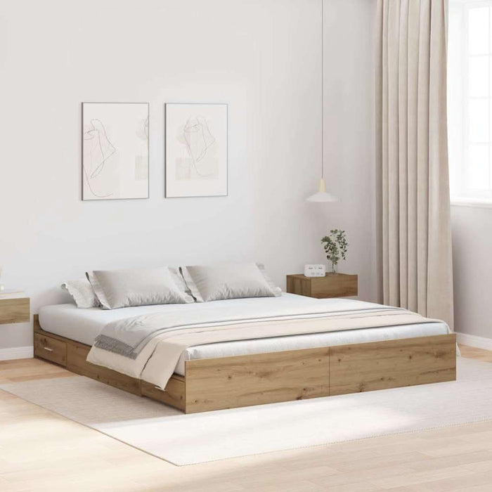 Cadru de pat cu depozitare stejar artizanal 200 x 200 cm - WALTI WALTI