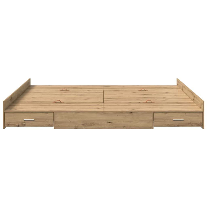Cadru de pat cu depozitare stejar artizanal 200 x 200 cm - WALTI WALTI