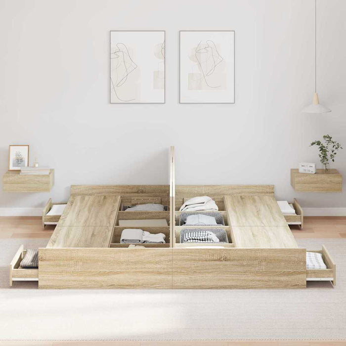 Cadru de pat cu depozitare cu sertar Stejar sonoma 180 x 200 cm - WALTI WALTI