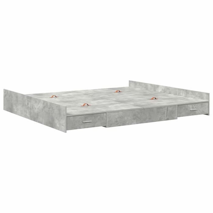 Cadru de pat cu depozitare Gri beton 180 x 200 cm Lemn compozit - WALTI WALTI