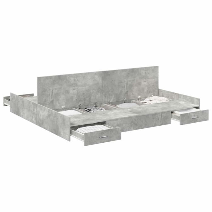 Cadru de pat cu depozitare Gri beton 180 x 200 cm Lemn compozit - WALTI WALTI