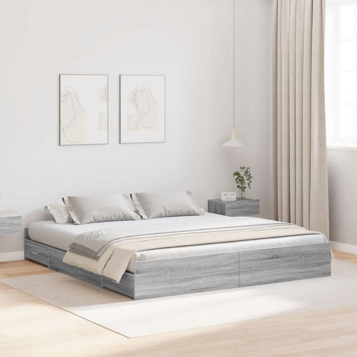 Cadru de pat cu depozitare cu headboard sonoma gri 180 x 200 cm - WALTI WALTI