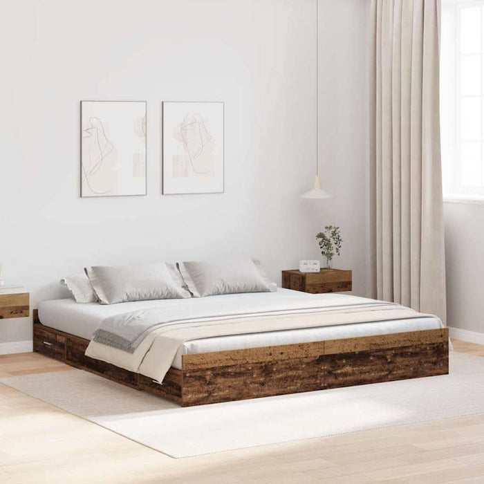 Cadru de pat cu depozitare cu headboard Lemn vechi 180 x 200 cm - WALTI WALTI