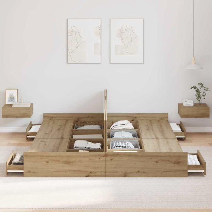 Cadru de pat cu depozitare stejar artizanal 180 x 200 cm - WALTI WALTI