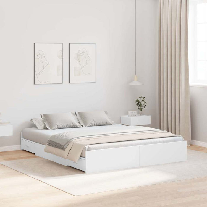 Cadru de pat cu depozitare Alb 160 x 200 cm Lemn compozit - WALTI WALTI