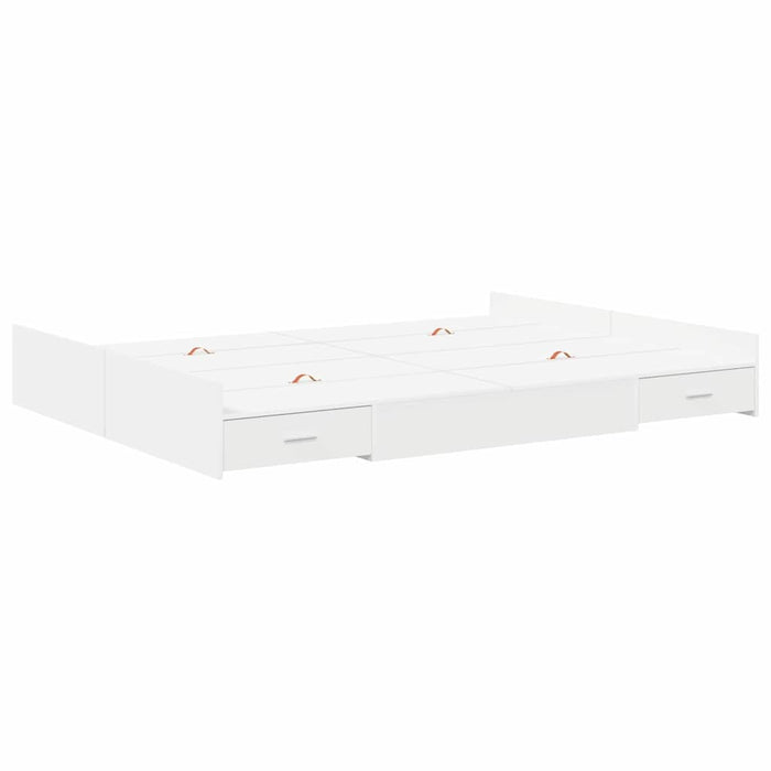 Cadru de pat cu depozitare Alb 160 x 200 cm Lemn compozit - WALTI WALTI
