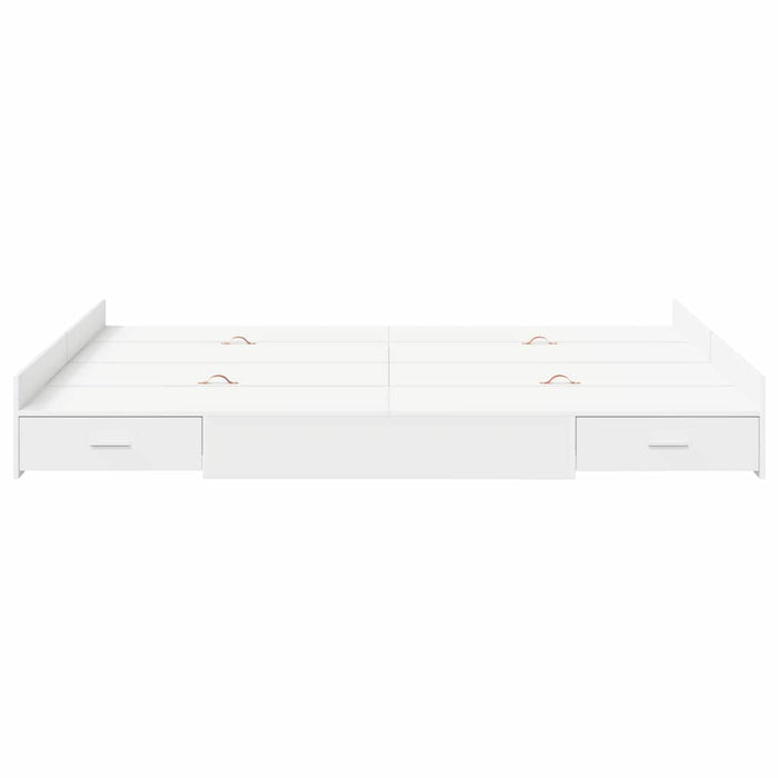 Cadru de pat cu depozitare Alb 160 x 200 cm Lemn compozit - WALTI WALTI