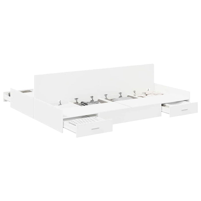 Cadru de pat cu depozitare Alb 160 x 200 cm Lemn compozit - WALTI WALTI
