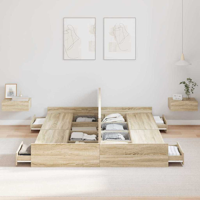 Cadru de pat cu depozitare cu sertar Stejar sonoma 160 x 200 cm - WALTI WALTI