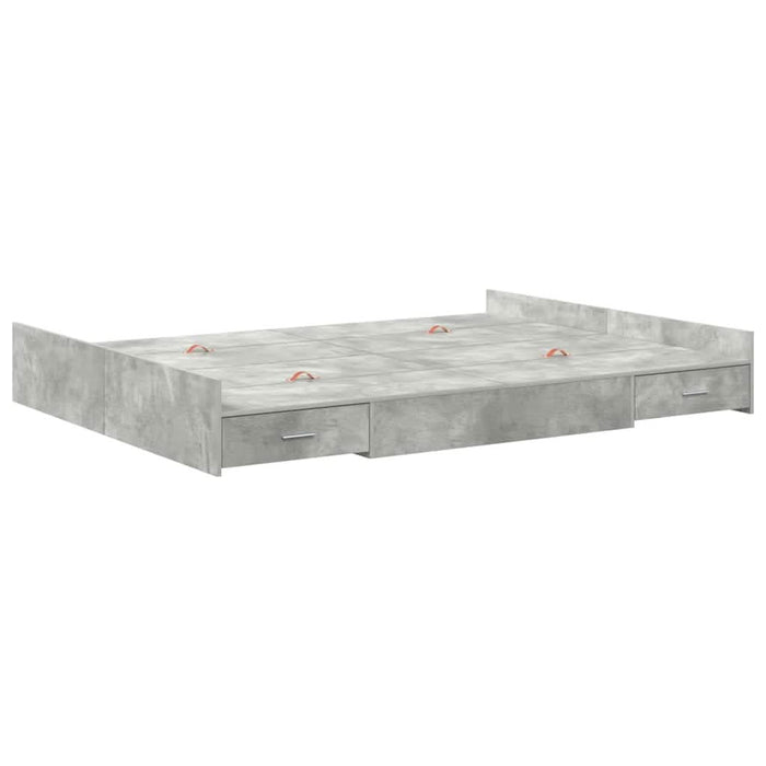 Cadru de pat cu depozitare Gri beton 160 x 200 cm Lemn compozit - WALTI WALTI