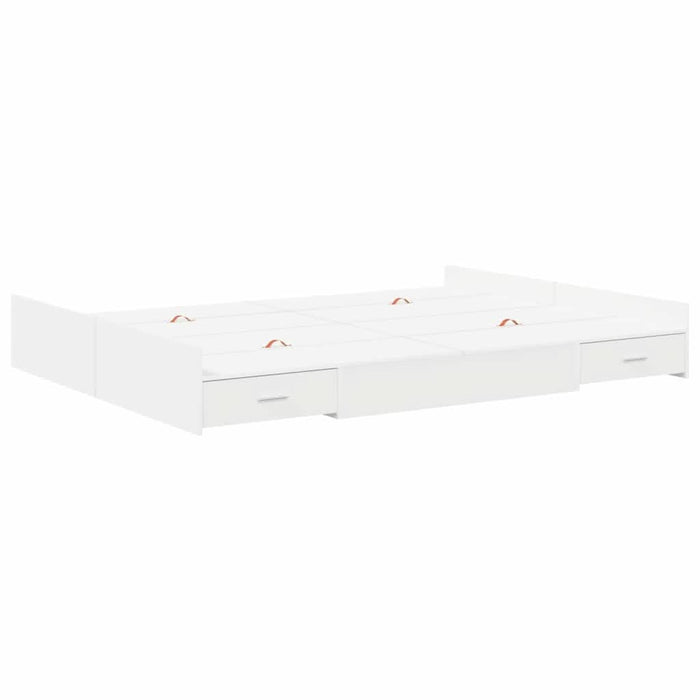 Cadru de pat cu depozitare Alb 150 x 200 cm Lemn compozit - WALTI WALTI