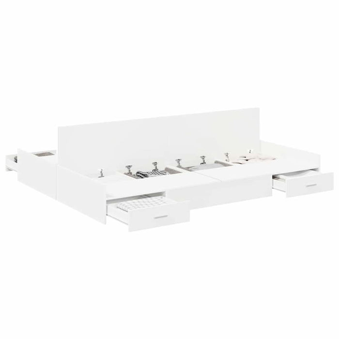 Cadru de pat cu depozitare Alb 150 x 200 cm Lemn compozit - WALTI WALTI