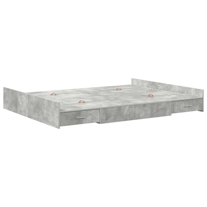 Cadru de pat cu depozitare Gri beton 150 x 200 cm Lemn compozit - WALTI WALTI