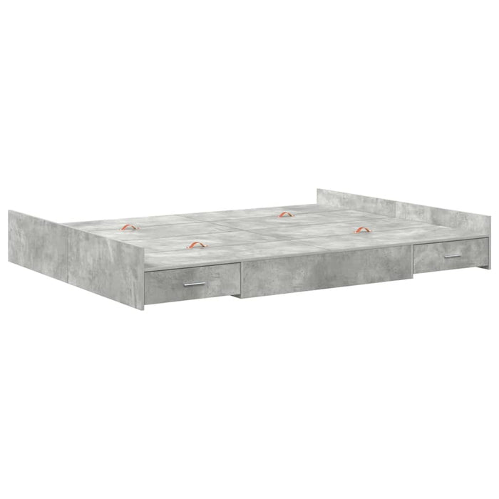 Cadru de pat cu depozitare Gri beton 150 x 200 cm Lemn compozit - WALTI WALTI