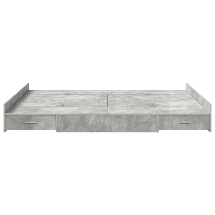 Cadru de pat cu depozitare Gri beton 150 x 200 cm Lemn compozit - WALTI WALTI