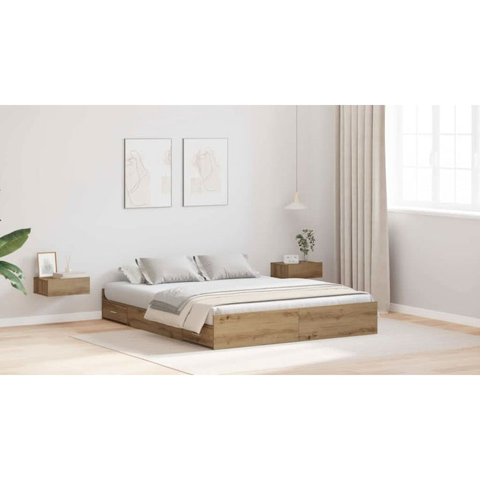 Cadru de pat cu depozitare stejar artizanal 150 x 200 cm - WALTI WALTI