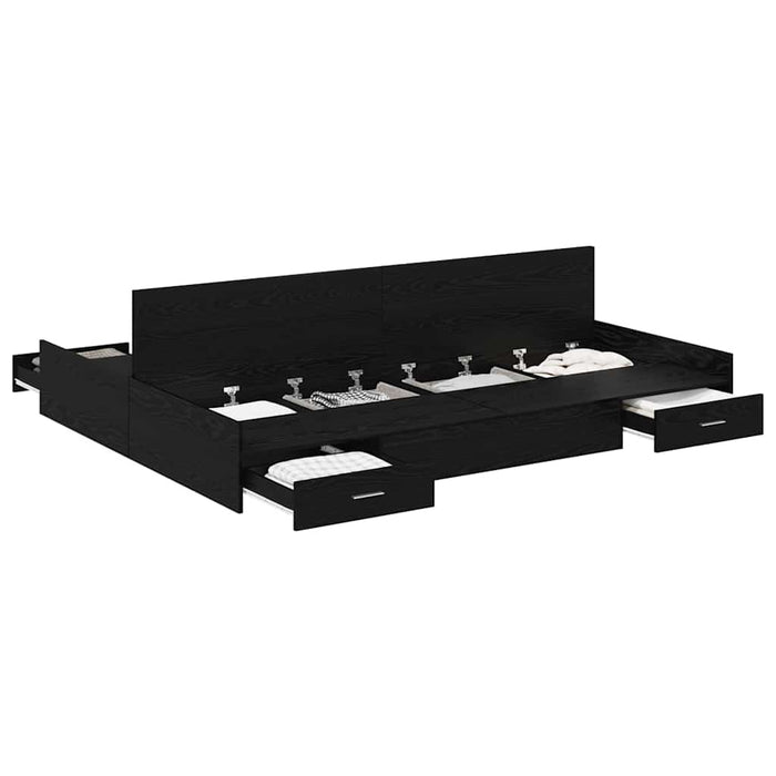 Cadru de pat cu depozitare cu sertar Stejar negru 140 x 200 cm - WALTI WALTI