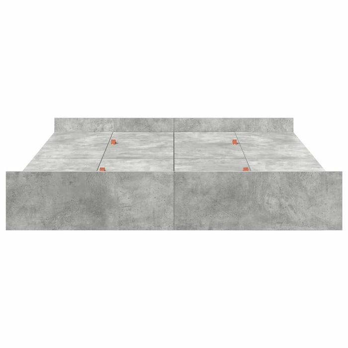 Cadru de pat cu depozitare Gri beton 140 x 200 cm Lemn compozit - WALTI WALTI