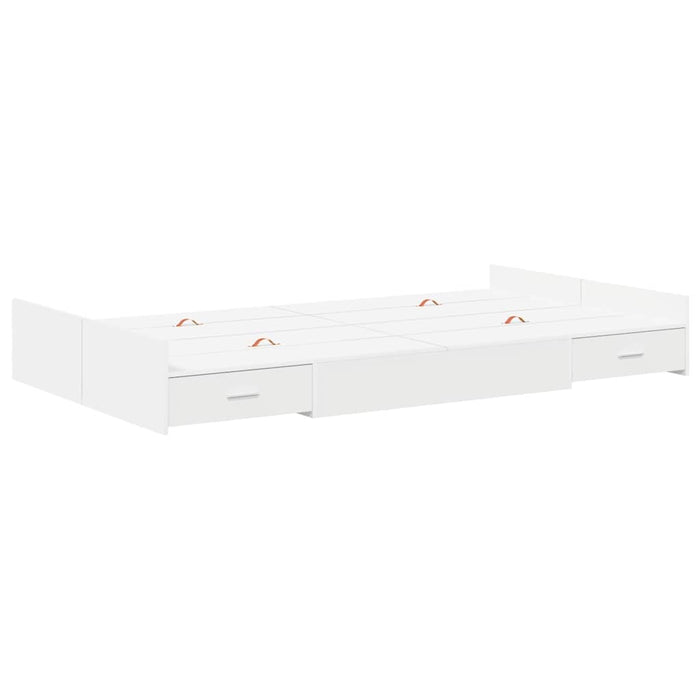 Cadru de pat cu depozitare Alb 120 x 200 cm Lemn compozit - WALTI WALTI