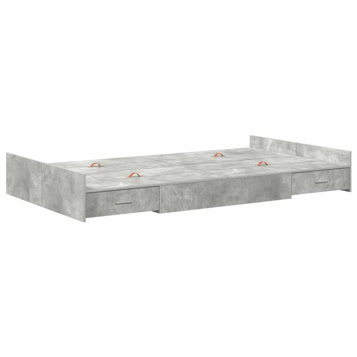 Cadru de pat cu depozitare Gri beton 120 x 200 cm Lemn compozit - WALTI WALTI