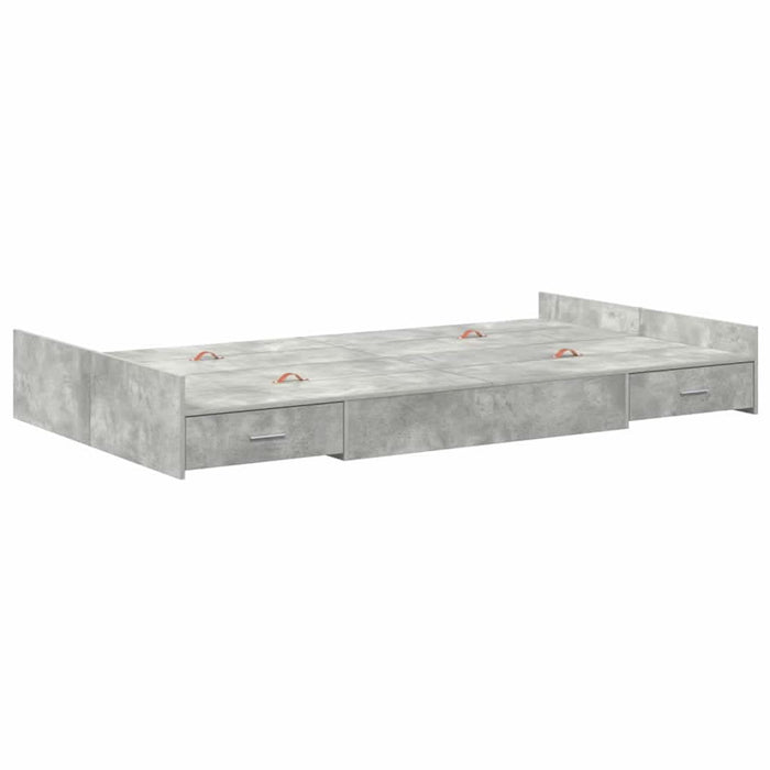 Cadru de pat cu depozitare Gri beton 120 x 200 cm Lemn compozit - WALTI WALTI