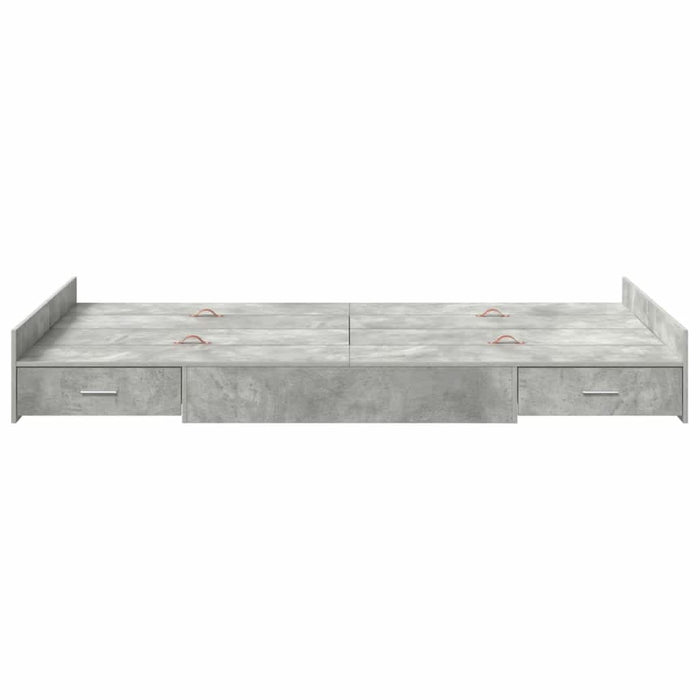 Cadru de pat cu depozitare Gri beton 120 x 200 cm Lemn compozit - WALTI WALTI
