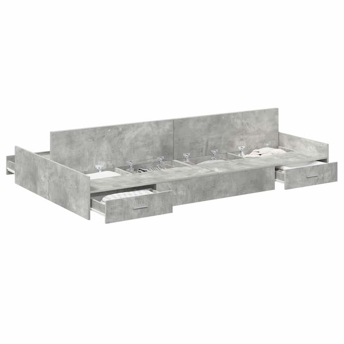 Cadru de pat cu depozitare Gri beton 120 x 200 cm Lemn compozit - WALTI WALTI