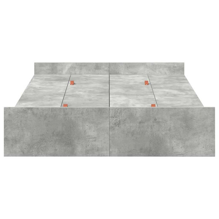 Cadru de pat cu depozitare Gri beton 120 x 200 cm Lemn compozit - WALTI WALTI
