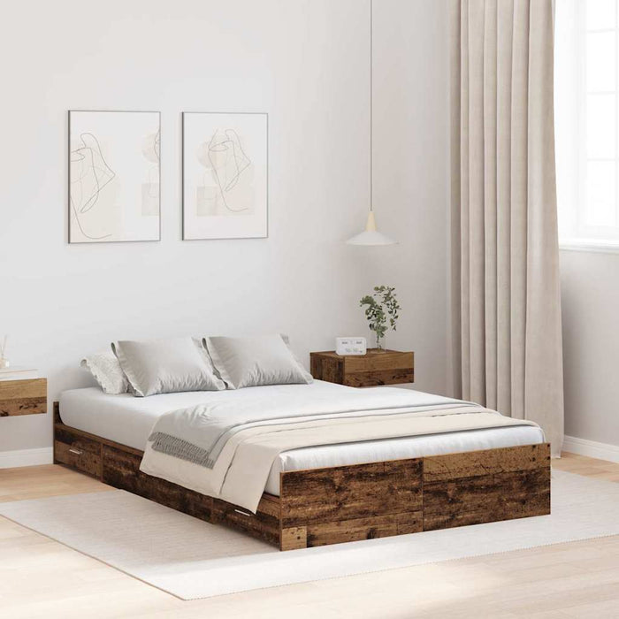 Cadru de pat cu depozitare cu headboard Lemn vechi 120 x 200 cm - WALTI WALTI