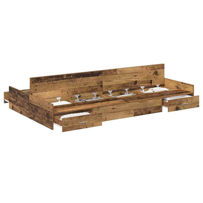 Cadru de pat cu depozitare cu headboard Lemn vechi 120 x 200 cm - WALTI WALTI