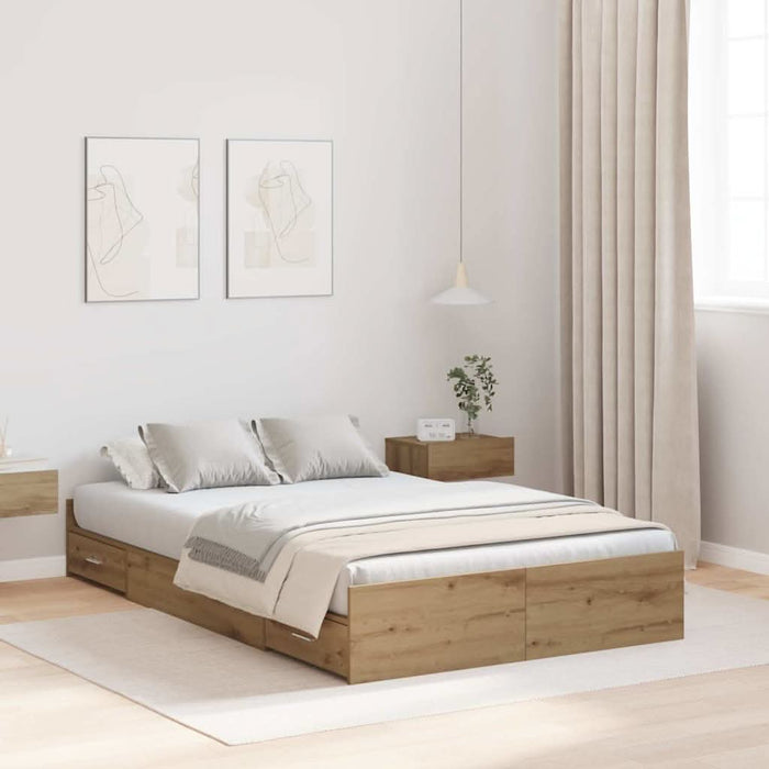 Cadru de pat cu depozitare stejar artizanal 120 x 200 cm - WALTI WALTI