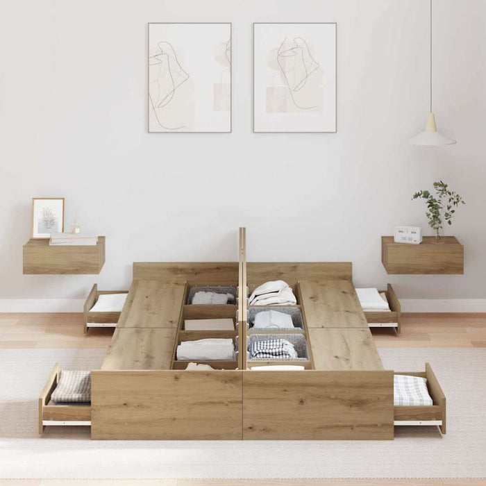 Cadru de pat cu depozitare stejar artizanal 120 x 200 cm - WALTI WALTI