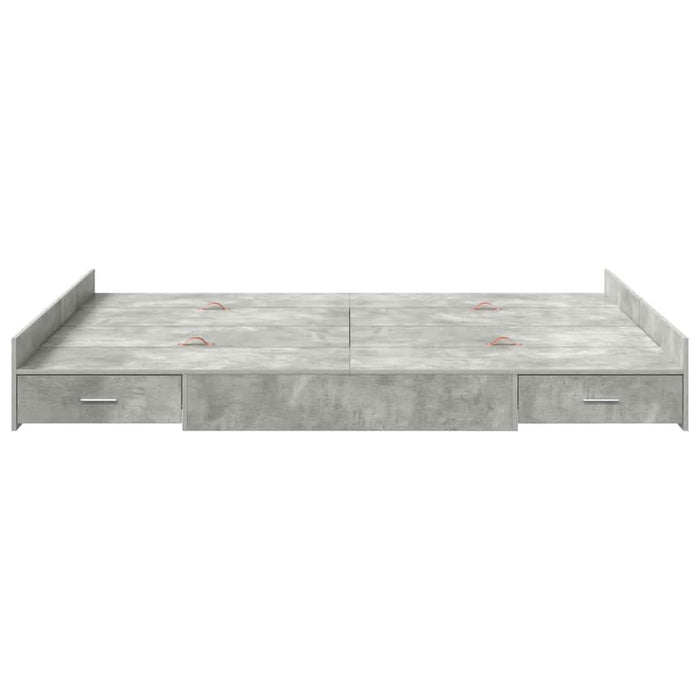 Cadru de pat cu depozitare Gri beton 140 x 190 cm Lemn compozit - WALTI WALTI