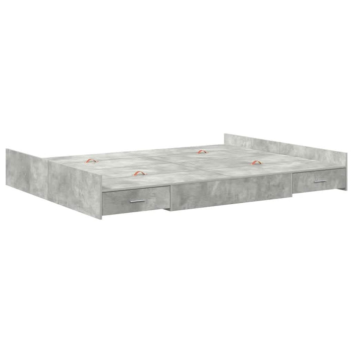 Cadru de pat cu depozitare Gri beton 135 x 190 cm Lemn compozit - WALTI WALTI