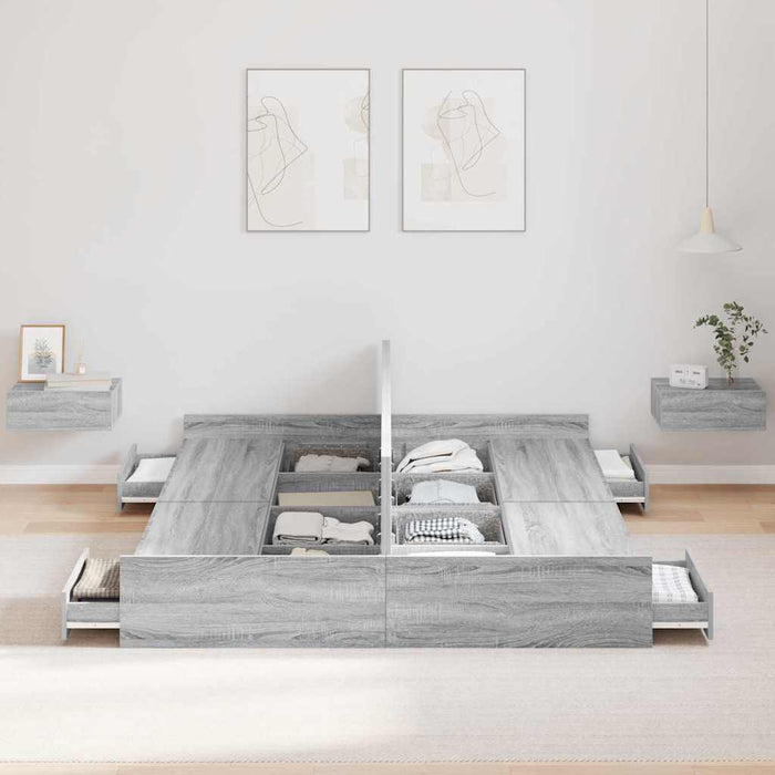 Cadru de pat cu depozitare cu headboard sonoma gri 135 x 190 cm - WALTI WALTI