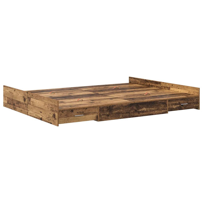 Cadru de pat cu depozitare cu headboard Lemn vechi 135 x 190 cm - WALTI WALTI