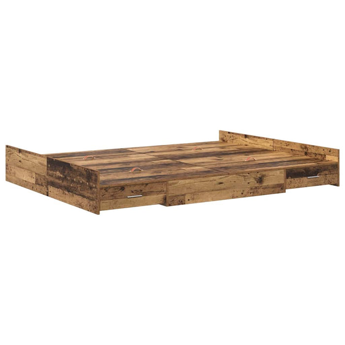 Cadru de pat cu depozitare cu headboard Lemn vechi 135 x 190 cm - WALTI WALTI
