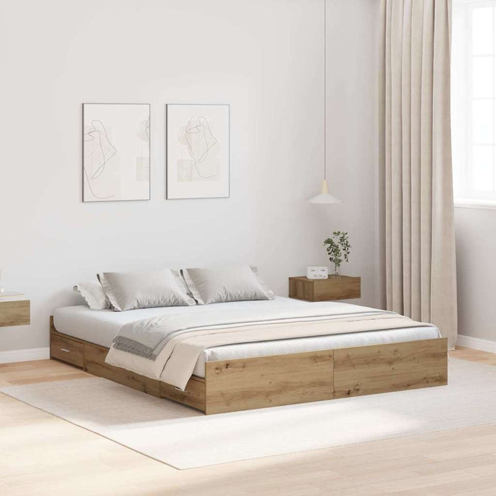 Cadru de pat cu depozitare stejar artizanal 135 x 190 cm - WALTI WALTI