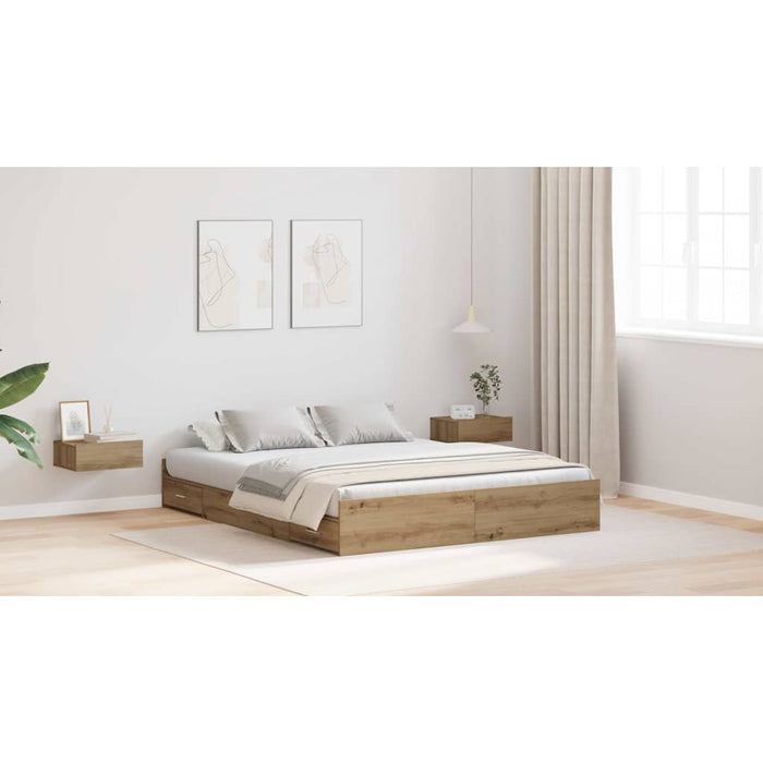 Cadru de pat cu depozitare stejar artizanal 135 x 190 cm - WALTI WALTI