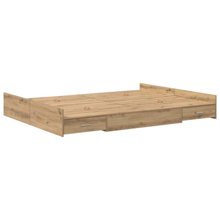 Cadru de pat cu depozitare stejar artizanal 135 x 190 cm - WALTI WALTI
