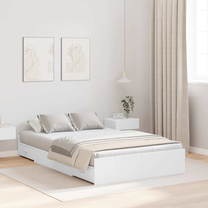 Cadru de pat cu depozitare Alb 120 x 190 cm Lemn compozit - WALTI WALTI