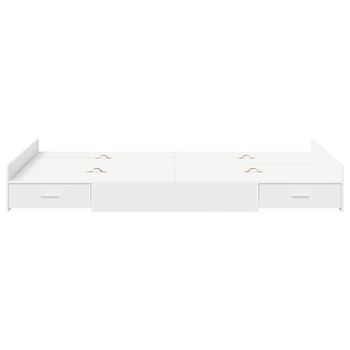 Cadru de pat cu depozitare Alb 120 x 190 cm Lemn compozit - WALTI WALTI
